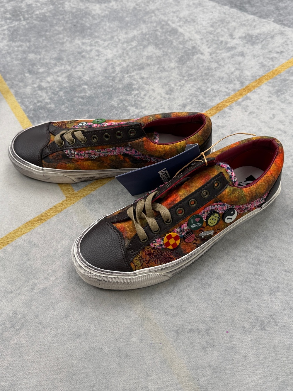 Vans Multicolor Tie-Dye Low Top Sneakers with Brown Accents - Picture 6 of 12